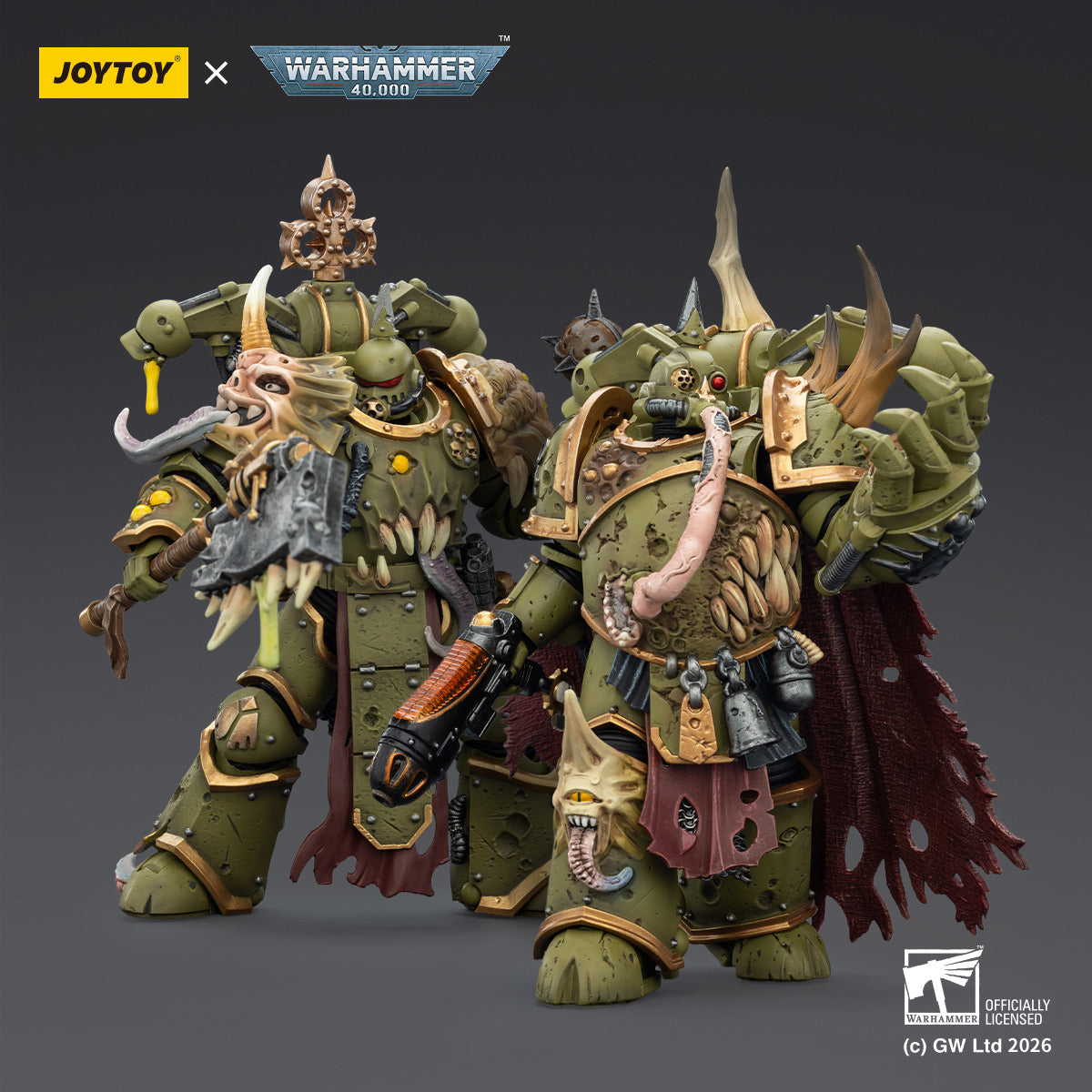 JoyToy Death Guard Plague Marine Champion & Marine 1:18 Figure