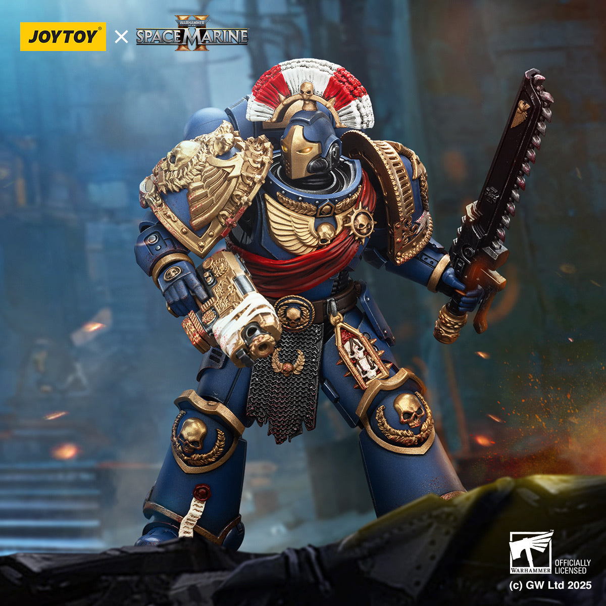 JOYTOY Warhammer 40k – Ultramarines Outriders Brother Catonus, Action Figure 1/18, Collezionabile